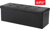 Hoppa! Zitbank - zitkist - zitpoef - voetenbank - hocker met opbergruimte en deksel - 120 L - Zwart - MDF - 111 x 39 x 39 cm (L x D x H)