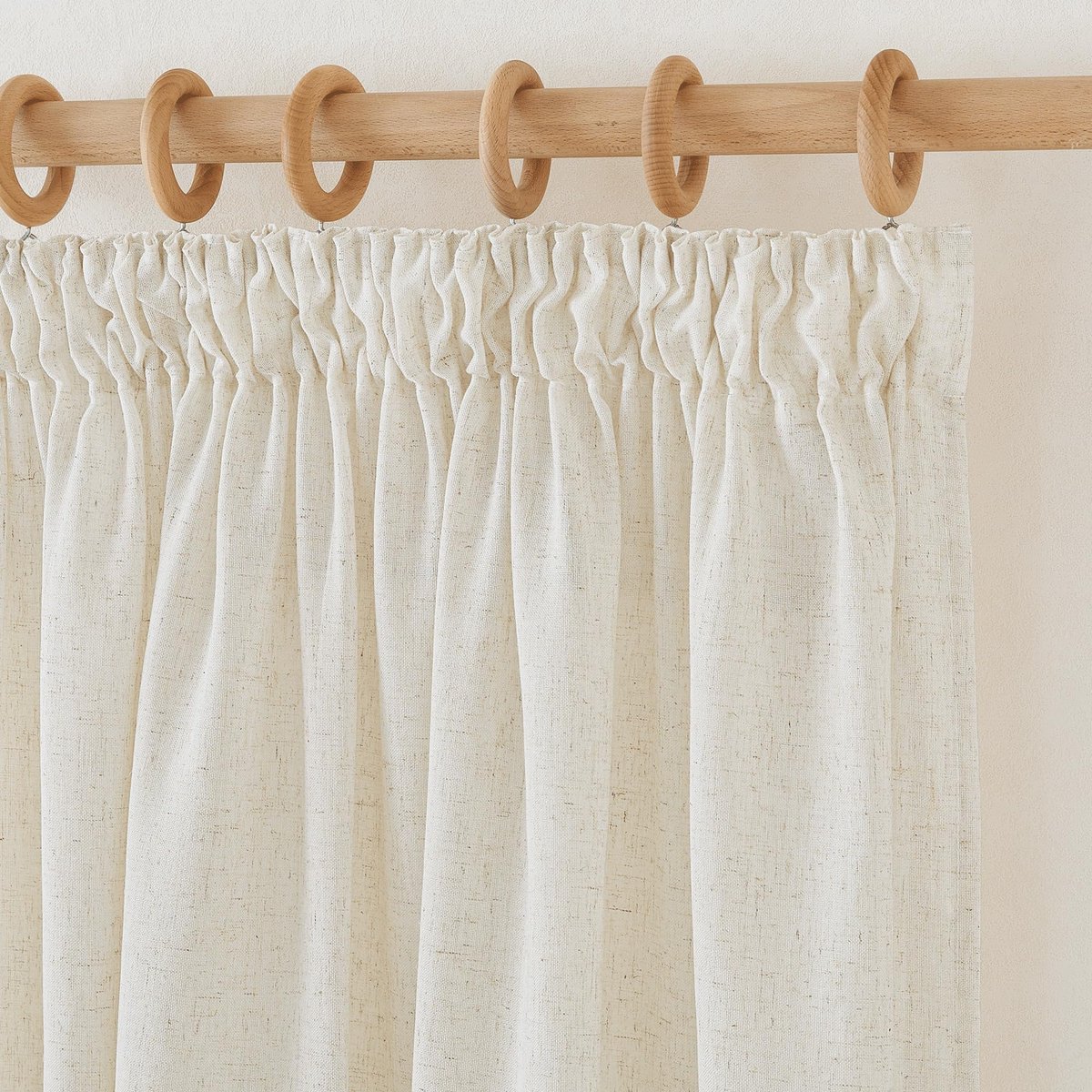 Ibenzoa Natuurlijk Linnen Gordijnset Beige, 160x140cm, Twee Stuks, Voor Woonkamer en Andere Ruimtes