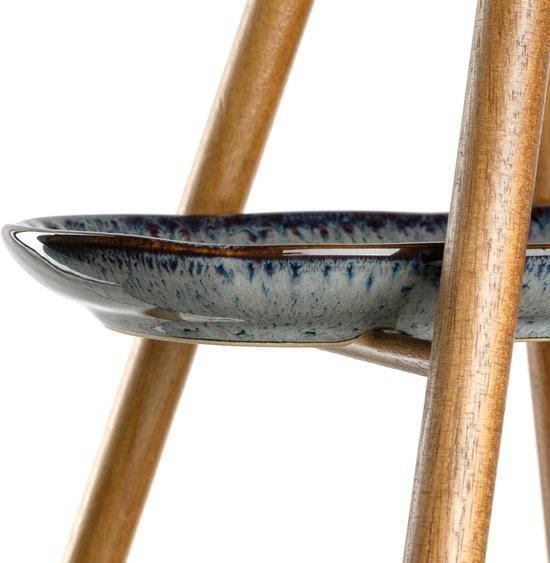 Matera Etagère - Kleine etagère met 2 verdiepingen van keramiek en hout