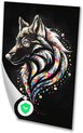 Wolf, Psychedelisch, Zwart, wit, roze, geel, blauw