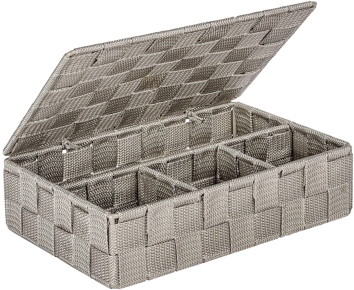Ibenzoa® Compacte Opbergmand met Deksel - Taupe - Kleine Badkameroplossing