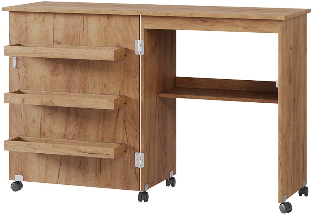 Vicco Carmen Naaitafel – 118 x 77.5 cm met 3 legplanken Eiken
