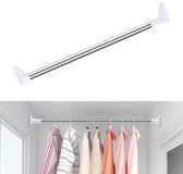 Barre de douche extensible - 50-80 cm - Diamètre 25 mm - Tringle à vêtements réglable - Tringle à rideau de douche - Tringle à rideau - pour rideaux, cloison et balcon - Sans perçage - Argent