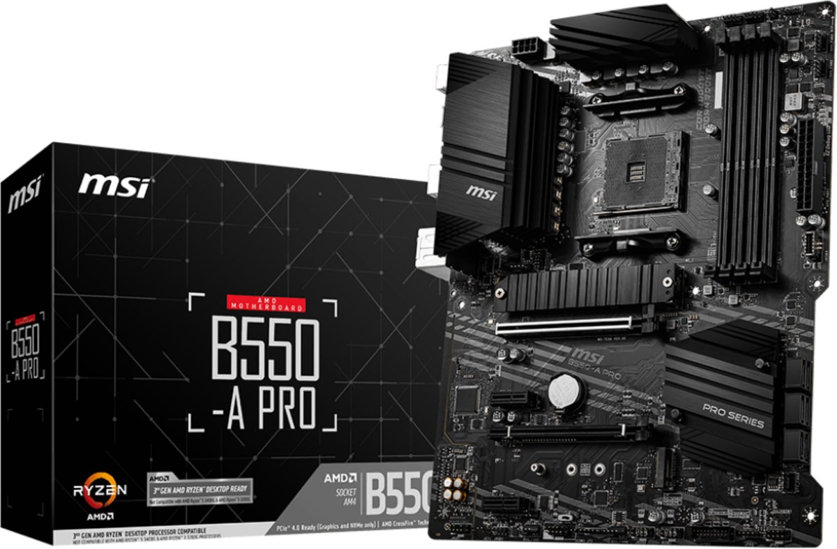 MSI B550-A PRO - Moederbord - ATX - Socket AM4 - AMD B550 - USB-C Gen2, USB-C Gen1, USB 3.2 Gen 1, USB 3.2 Gen 2 - Gigabit LAN - interne afbeeldingen (CPU vereist) - HD Audio (8-kanaals)