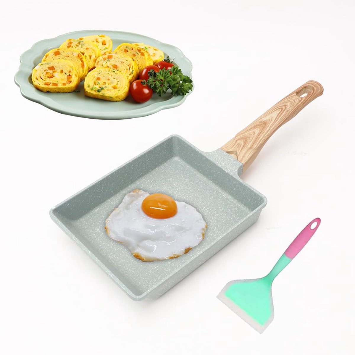 Ibenzoa® Professionele Rechthoekige Tamagoyaki Pan van Aluminium met Antiaanbaklaag – Perfect voor Japanse Omelet