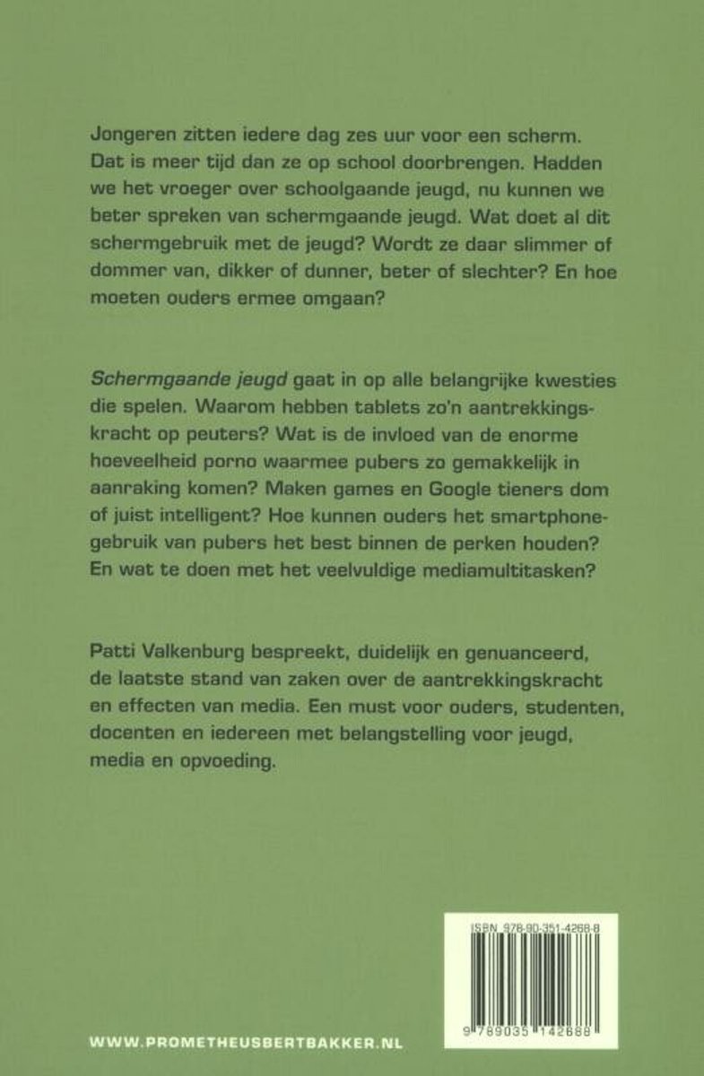 Schermgaande jeugd - back cover