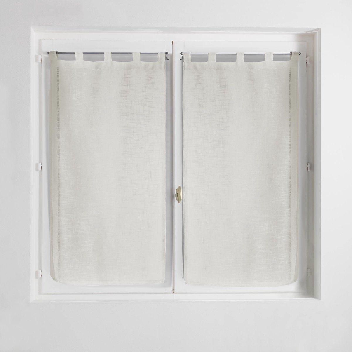 Ibenzoa Set van Twee Gordijnen met Rechte Lussen en Haltona Natuurlijk Linneneffect, 160 x 120 cm