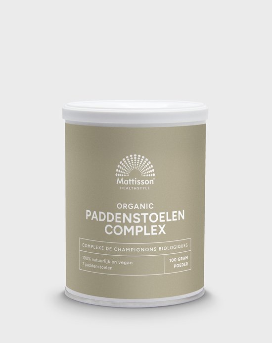 Mattisson - Biologisch Paddenstoelen Complex - Lion’s Mane, Reishi, Cordyceps, Chaga, Shiitake, Maitake, Agaricus - 100 Gram