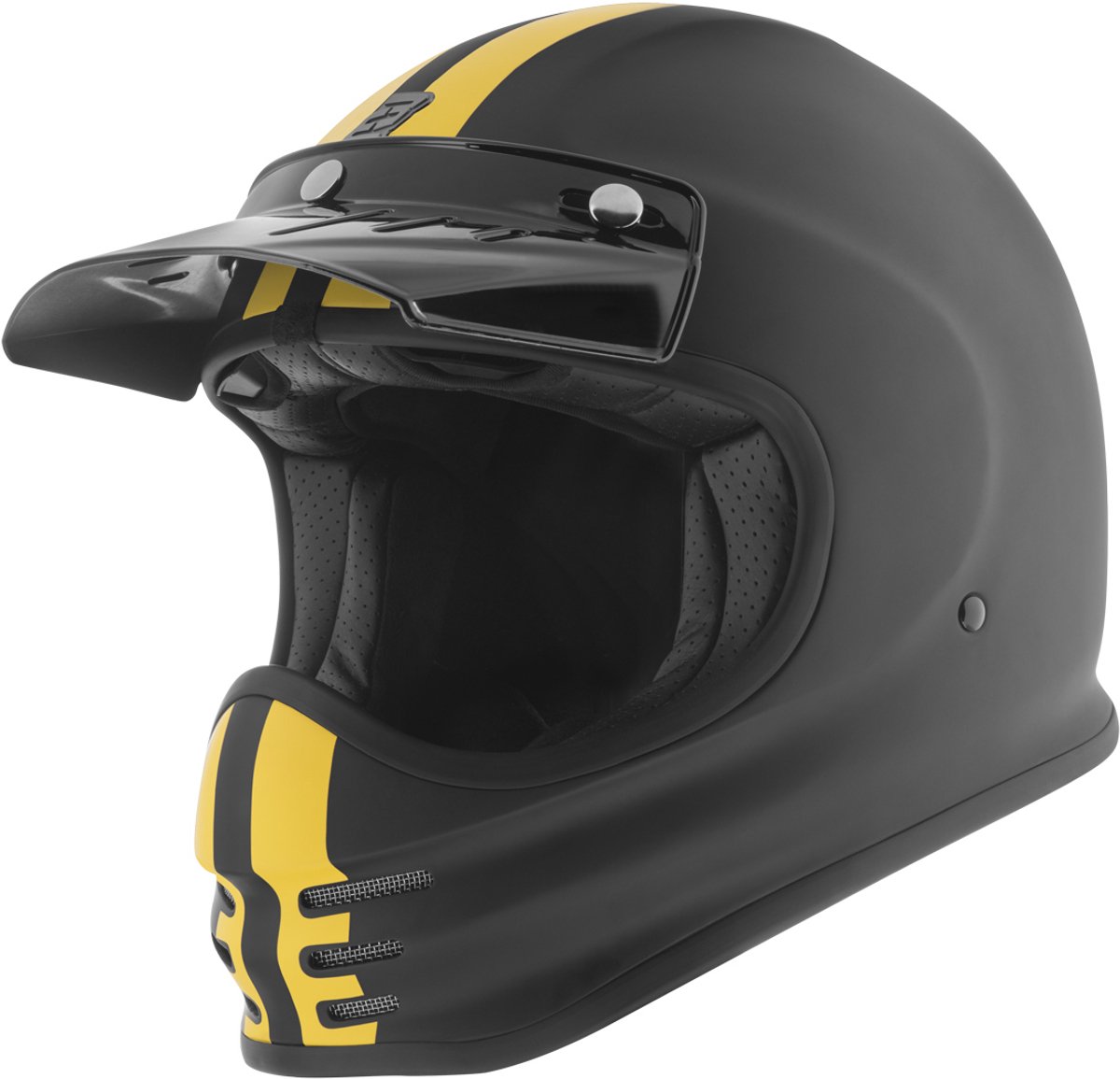Bogotto V381 Schergo Fiberglass Mat Zwart Geel Motorhelm - Maat XS - Helm