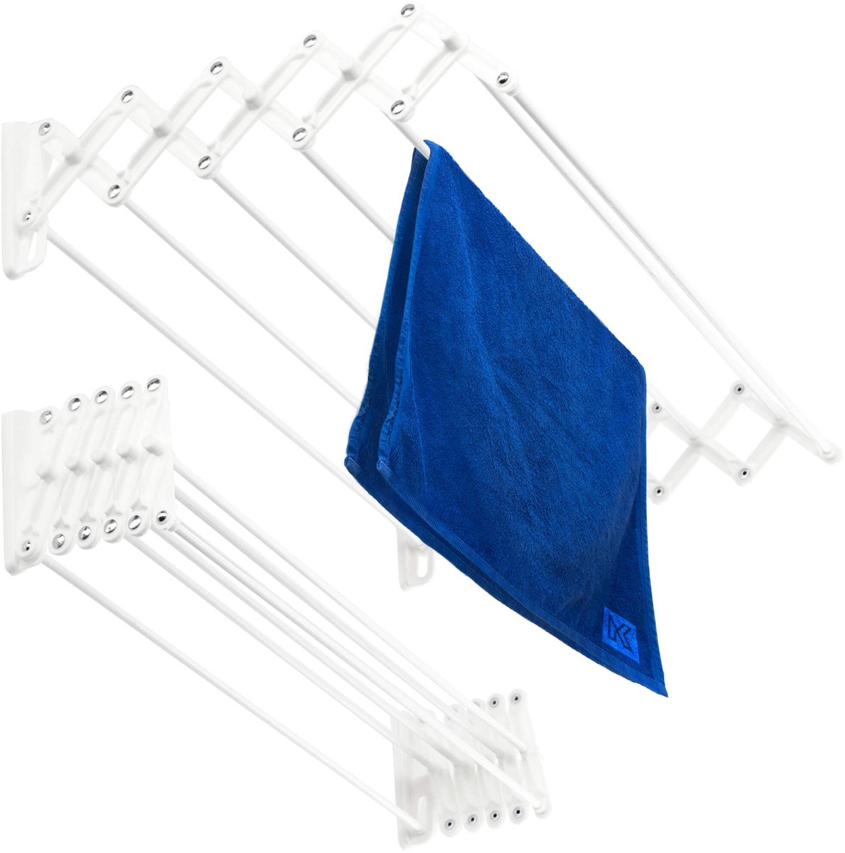 KADAX Wandwasdroger 60 cm, droogrek voor wandmontage, uittrekbare, ruimtebesparende droger voor handdoeken, inklapbare drooglijn met 6 sporten