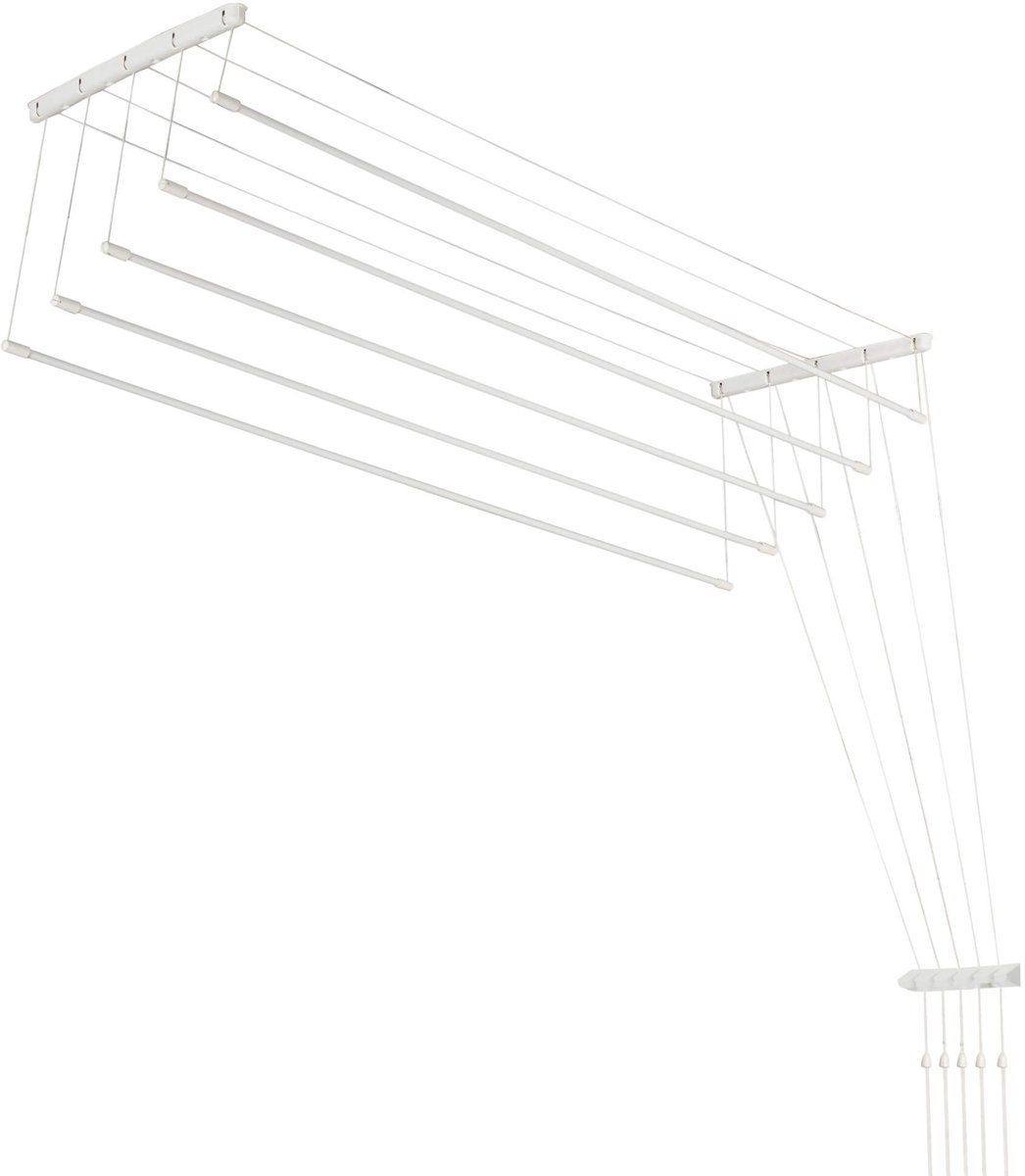 KADAX Plafondwasdroger, wasdroger voor het plafond met 5 stangen, wanddroger met stalen spijlen, plafonddroger, draagvermogen tot 10 kg (wit/180 cm)