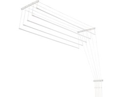KADAX Plafondwasdroger, wasdroger voor het plafond met 5 stangen, wanddroger met stalen spijlen, plafonddroger, draagvermogen tot 10 kg (wit/180 cm)