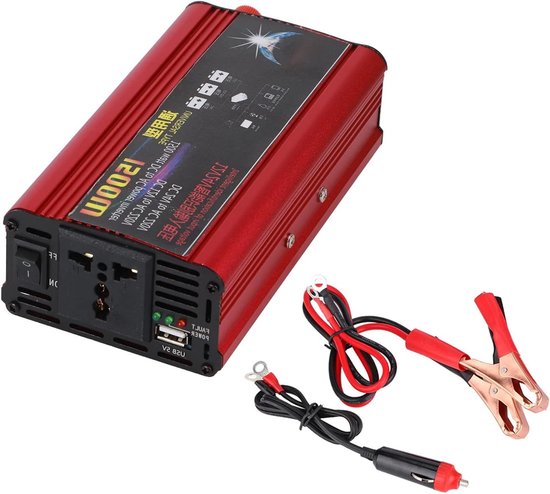 LCD-schermomvormer DC 12V/24V Naar AC 220V 230V 240V Draagbare Auto-stroomomvormer Auto-aanstekeromvormer Spanningsomvormer Omvormer(Black 2000W,DC 24V_EUROPE