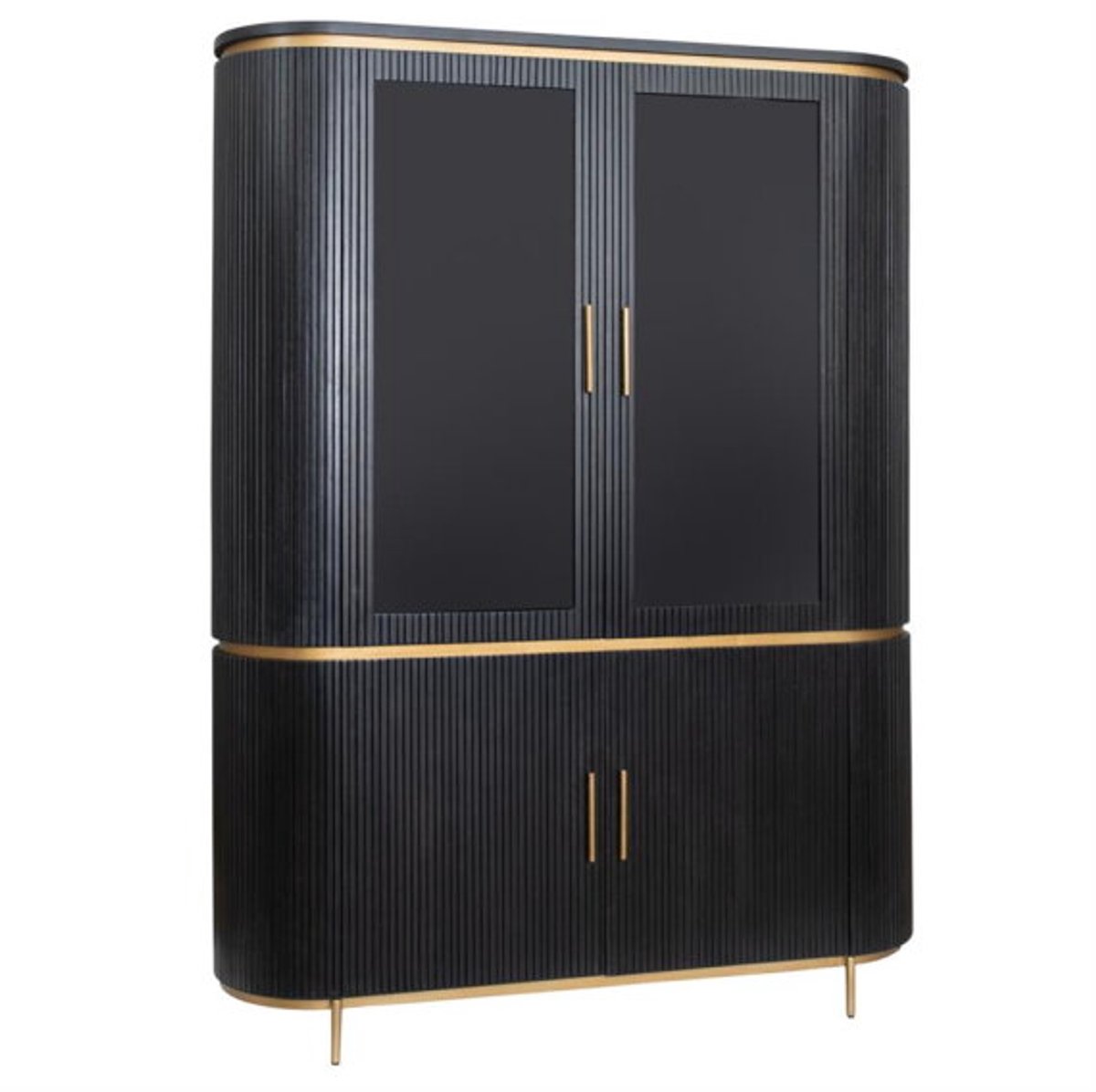 Tower Living Buffetkast Rivello mangohout zwart met messing accenten – 150 cm