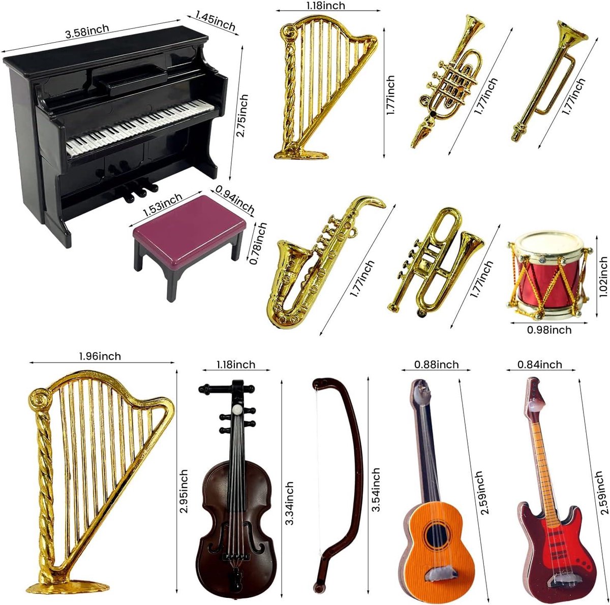 Miniatuur Model Houten Mini Gitaar Model Decoratie Ornament Muziekinstrument Modellen Kleine Ambachtelijke Ornamenten (Color : 10CM