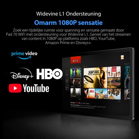 Tablette Oscal Pad 70 WiFi 10.1" HD+ IPS - Android 14 - 2.4G+5G WiFi 6, - RAM 12 GB - ROM 128 GB - 8MP+13MP - 6580mAh - Avec Clavier - Grijs
