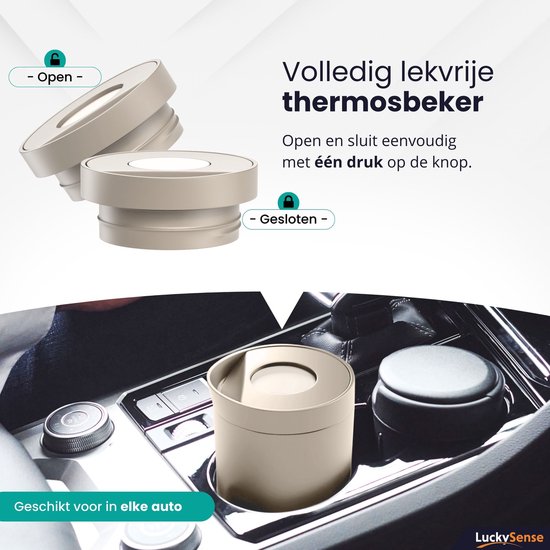 Tasse isotherme de voyage - Tasse à café à emporter - 380 ml - Tasse à thé - Étanche - Double paroi - Acier inoxydable - Taupe