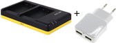 Huismerk Duo lader voor 2 camera accu's Panasonic DMW-BLC12 + handige 2 poorts USB 230V adapter