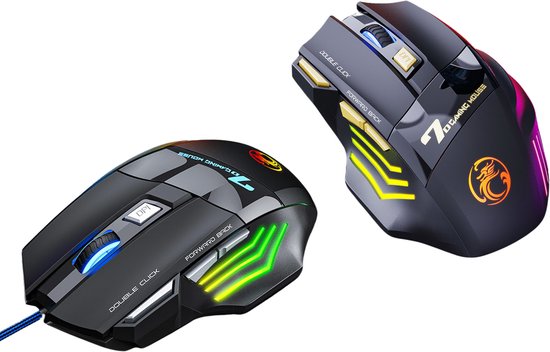 Elementkey HyperClaw V3 – Bedrade Gaming Muis – RGB-verlichting - tot 3200 DPI - Multiknoppen + Extra Fire knop – Ergonomische Muis – Duimsteun - Zwart