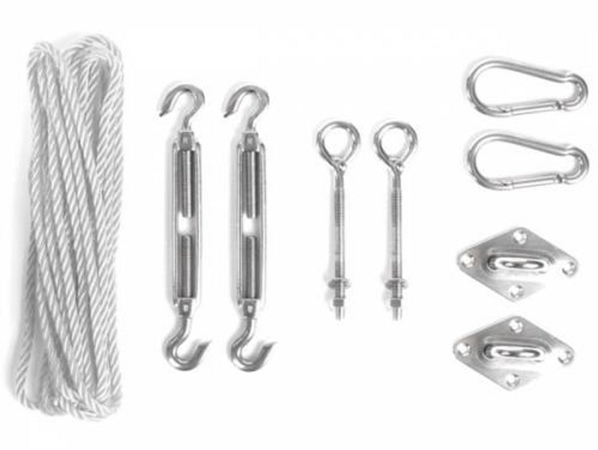 RVS Bevestigingsset voor schaduwdoeken inclusief 2x S-Haak - 2x D-sluiting