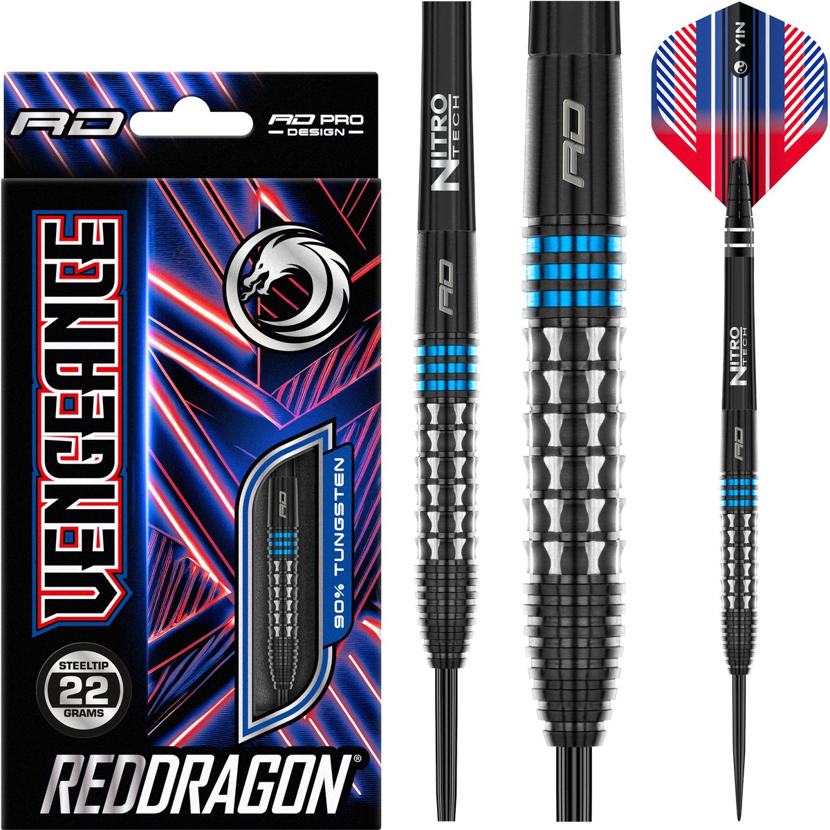 Red Dragon Vengeance Blue 90% - Dartpijlen 22 Gram
