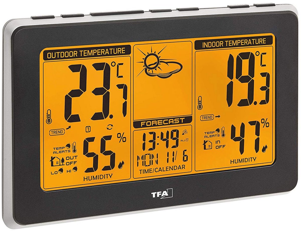 Draadloos Weerstation met Buitensensor en Radioklok - Weersvoorspelling en Alarm Functie