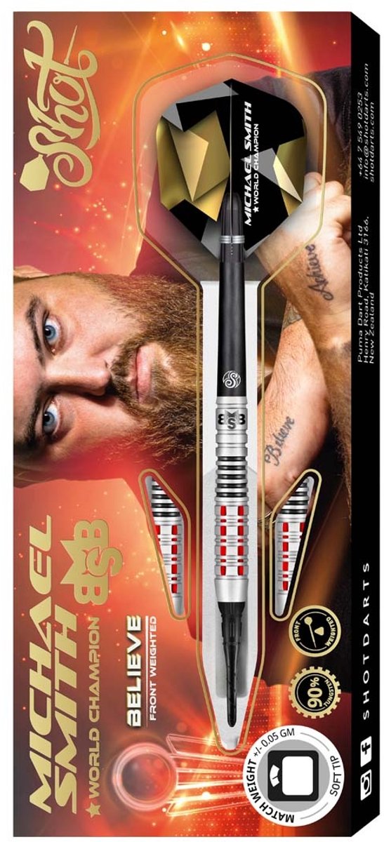 Shot Michael Smith Believe 90% Soft Tip - Dartpjlen 20 Gram