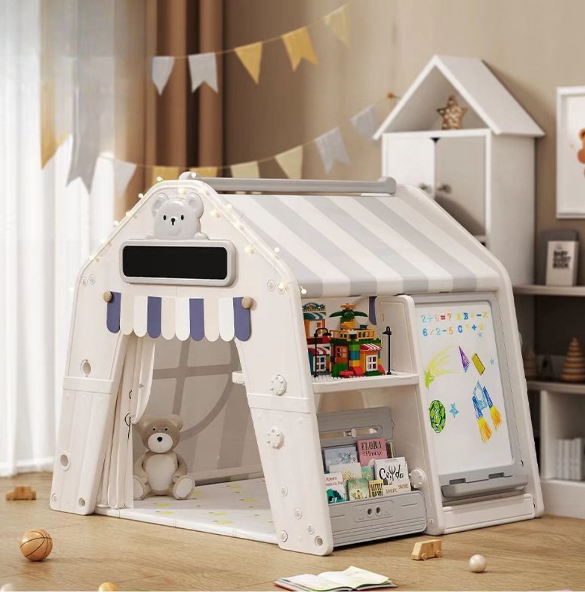 Kunststof Speelhuis Tent Grijs voor binnen en buiten in de tuin - Peuter - Kleuter — afbeelding 6