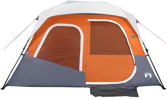 vidaXL - Tent - met - LED - 6-persoons - snelontgrendeling - lichtgrijs - en - oranje
