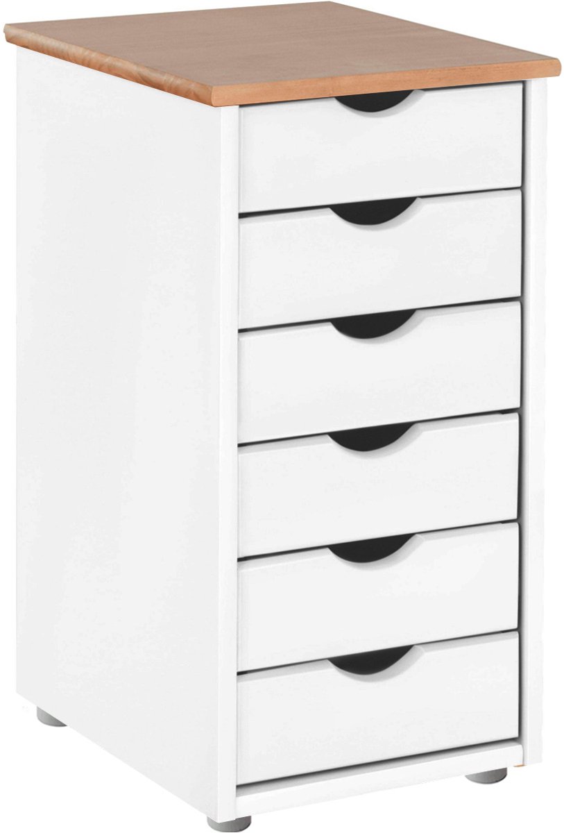 Notio Living Gava-Commode met 6 laden in dennenwit en natuur