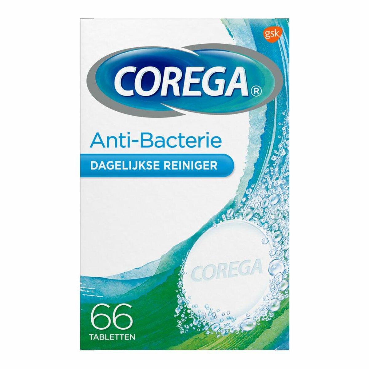 Corega Reinigingstabletten Anti-bacterie - 3 x 66 stuks - Voordeelverpakking
