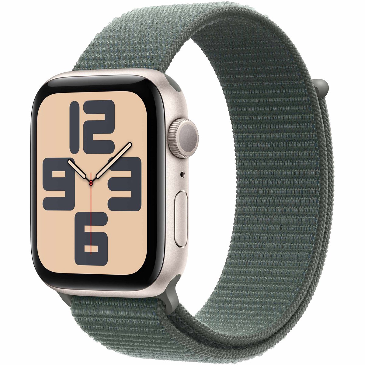 Afbeelding 3 van Apple Watch SE 2024 GPS 44mm Starlight Aluminium Case with Lake Green Sport Loop