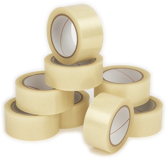Set de 10 rouleaux de ruban d'emballage économique (48 mm x 50 mètres, transparent)