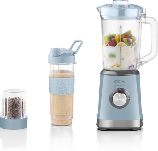 Arzum Magicblend Blender AR1159 - Blauw - 1000W - Glazen kan - 1,2L van Arzum — afbeelding 4