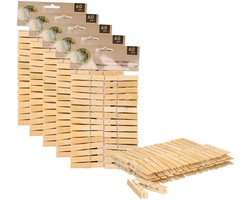 Ultra clean wasknijpers - 300x - bamboe hout - 7 cm - wasspelden knijpers - was ophangen - drogen