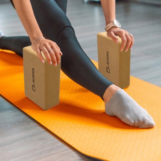 Yoga Block kurk 1 & 2-delige set natuurlijk kurkblok voor yoga pilates fitness stretching en meditatie antislip stabiel en duurzaam voor beginners en gevorderden mat - PetrolLine — afbeelding 5