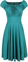 Robe Voodoo Vixen Flare - S- Tessy Green Décolleté froncé à pois Blauw