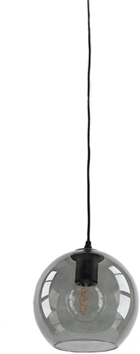 Olucia - LAZARO - Hanglamp - Zwart / Grijs - 3L - Geschikt voor Woonkamer/Slaapkamer/Kantoor/Horeca/Eettafel - Vorm: Rond