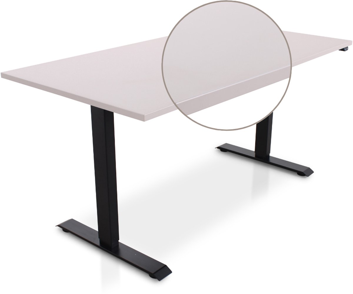 Multi Ratio Lineaflex MRC EASY Zit-Sta Bureau – Elektrisch Verstelbaar – 160x80 cm – Blad Sand Grey – Zwart Frame – Inclusief Stekkerdoos & Kabelklemmen