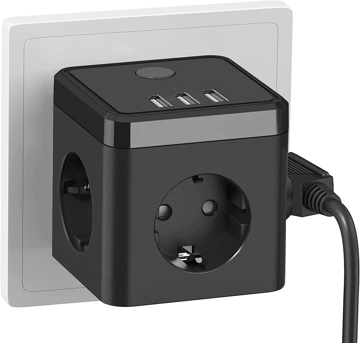 6-in-1 Stekkerkubus met USB en Schakelaar - Multifunctionele Oplader voor Thuis en Reis