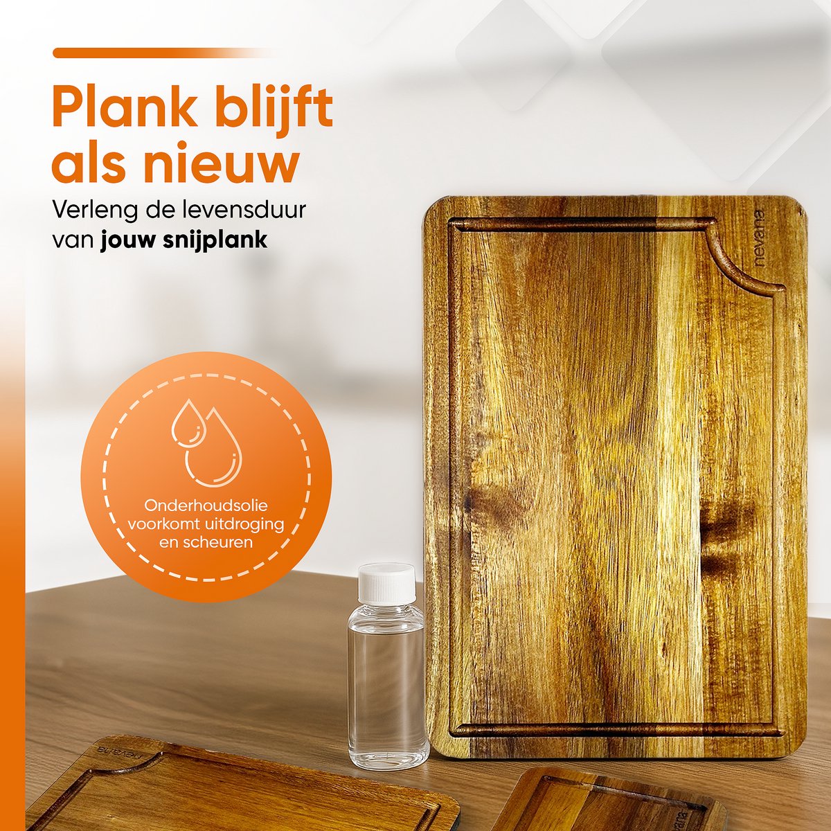 3 Delige Snijplankenset - Snijplanken acaciahout - Keukenplanken met sapgeul - Snijplank - Borrelplank - Serveerplank - Houten snijplank - 38.1 x 25.4cm - Incl. onderhoudsolie — cadeau in Kookcadeaus - foto 7