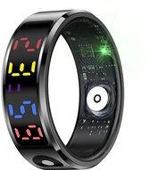 WizBay Premium Select® Zwart Color LED Smart Ring – Dames Heren – Oplaad Case - Hypoallergeen - Hartslag & Slaap Monitor - IP68 Waterdicht - Bloeddruk O2 Meting - Gesture Functie - Multiple Sport Modi - #12