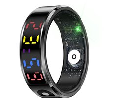 WizBay Premium Select® Smart Ring Color LED Zwart - Maat 12 - Hartslag Slaap Zuurstof - Gesture - Multi Sport Modi