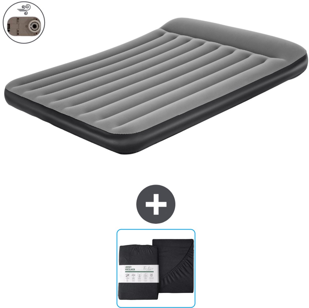 Bestway luchtbed - 2-Persoons - 152 x 203 x 30 cm - Grijs - Inclusief pomp en Hoeslaken