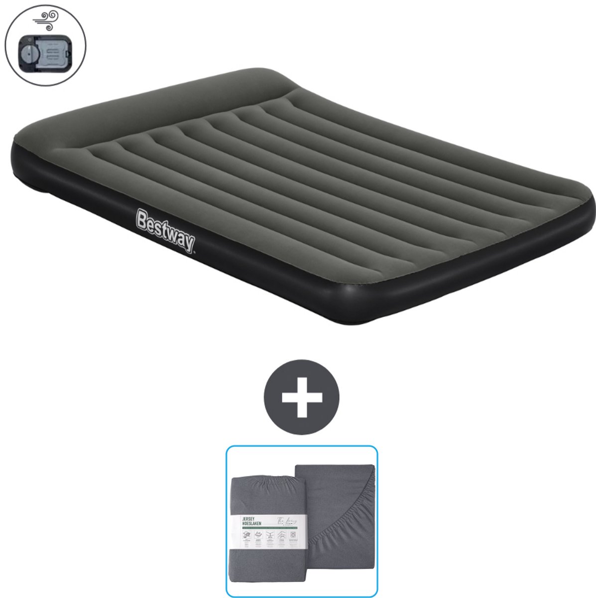 Bestway luchtbed - 2-Persoons - 152 x 203 x 30 cm - Groen - Inclusief pomp en Hoeslaken