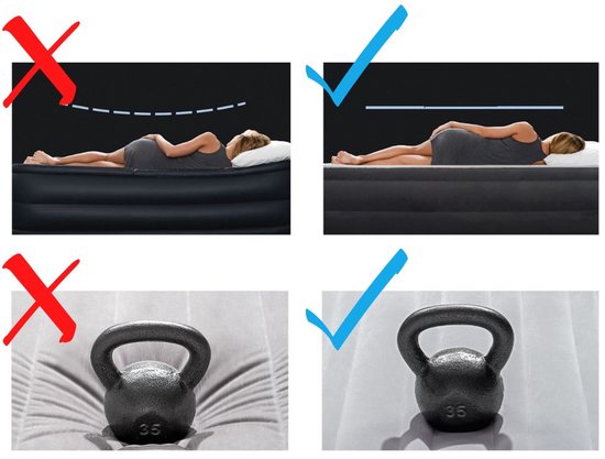 Tapis de camping Intex - Lit français - 72 x 189 x 20 cm - Blauw - Comprend Hoeslaken - Coussin - Pompe - Kit de réparation et protège-oreiller