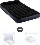 Matelas gonflable Intex - 1 personne - 99 x 191 x 25 cm - Bleu foncé - Oreiller et protège-oreiller inclus