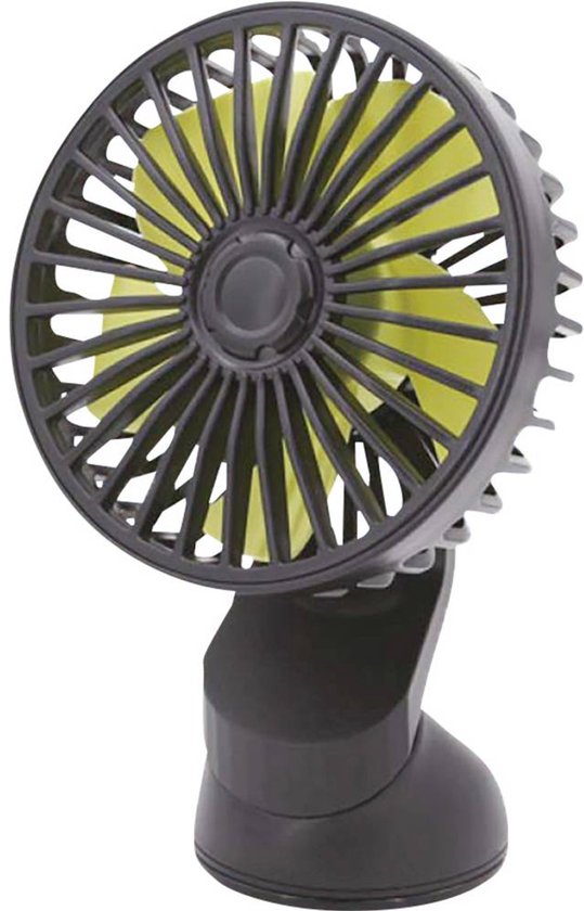 12V Auto Ventilator USB met 3 Snelheden, Zuignap, 360° Draaibaar, Kunststof Rooster, Camping & Thuis
