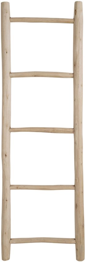De Boer | Teak Ladder | Natuurlijk teakhout | 40x150cm | ladderrek | handdoekenrek vrijstaand | houten ladder | handdoek ladder | decoratieve ladder | houten ladder badkamer | Wood Selections