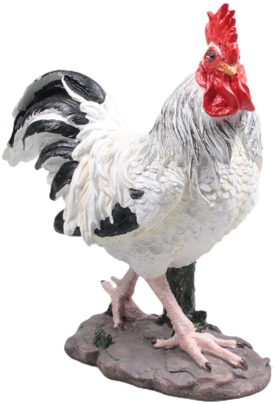 Farmwood Haan/Kip tuin beeldje - voor binnen/buiten - 25 x 13 x 30 cm - dieren tuinbeelden - kleuren mix